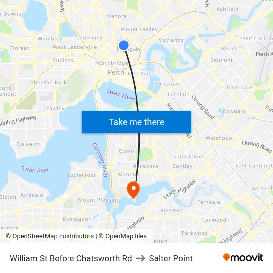 William St Before Chatsworth Rd to Salter Point map