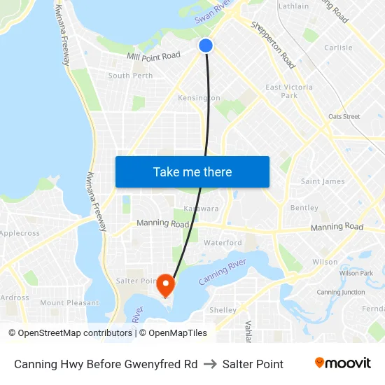 Canning Hwy Before Gwenyfred Rd to Salter Point map
