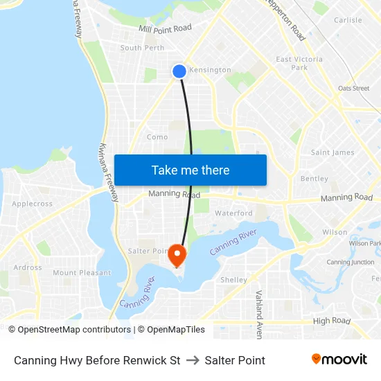 Canning Hwy Before Renwick St to Salter Point map