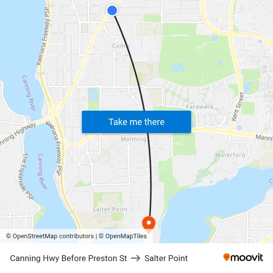 Canning Hwy Before Preston St to Salter Point map