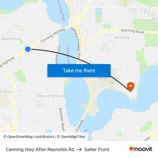 Canning Hwy After Reynolds Rd to Salter Point map
