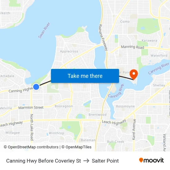 Canning Hwy Before Coverley St to Salter Point map