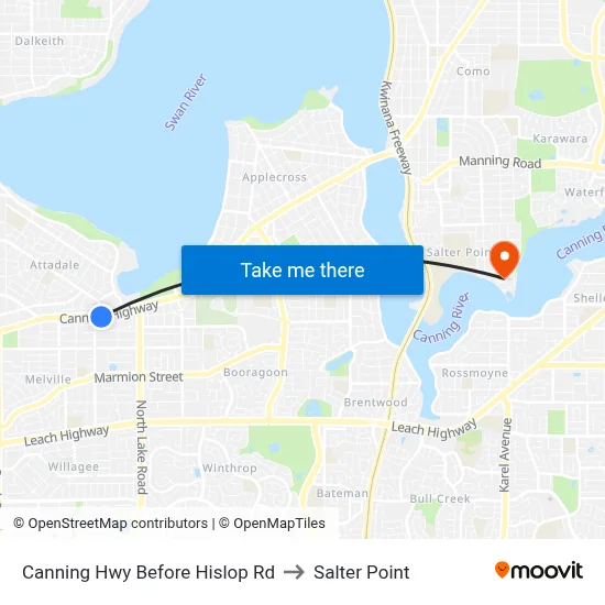 Canning Hwy Before Hislop Rd to Salter Point map