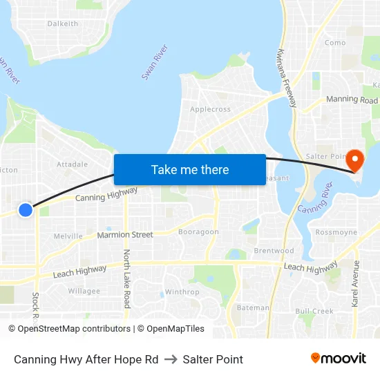 Canning Hwy After Hope Rd to Salter Point map