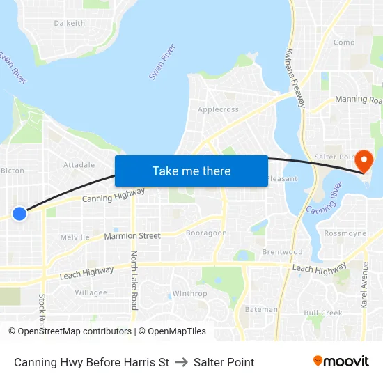 Canning Hwy Before Harris St to Salter Point map