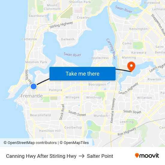 Canning Hwy After Stirling Hwy to Salter Point map