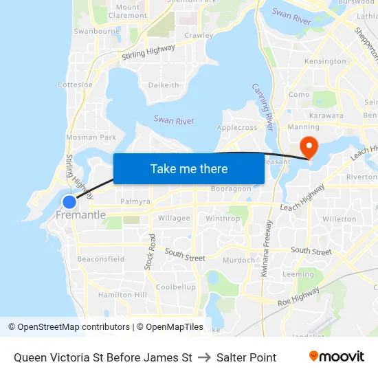 Queen Victoria St Before James St to Salter Point map