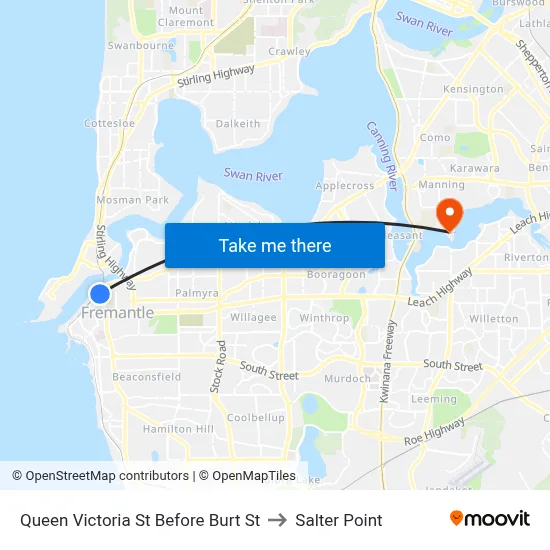 Queen Victoria St Before Burt St to Salter Point map