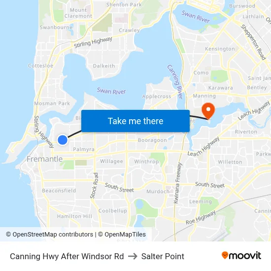 Canning Hwy After Windsor Rd to Salter Point map