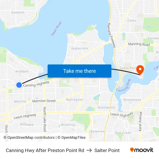 Canning Hwy After Preston Point Rd to Salter Point map