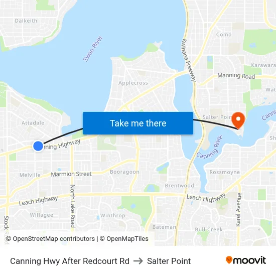 Canning Hwy After Redcourt Rd to Salter Point map
