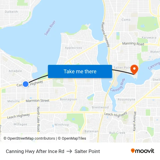 Canning Hwy After Ince Rd to Salter Point map