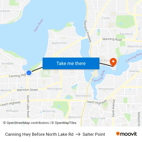 Canning Hwy Before North Lake Rd to Salter Point map