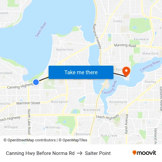 Canning Hwy Before Norma Rd to Salter Point map