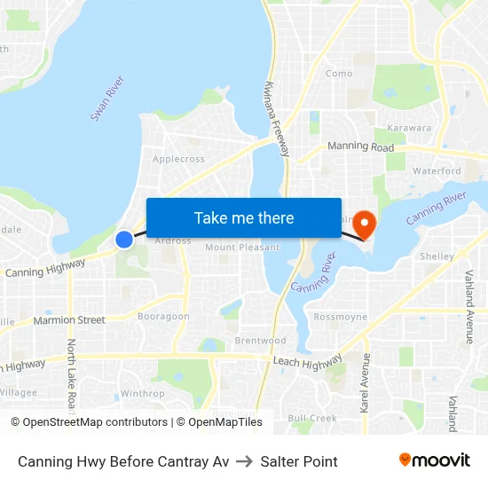 Canning Hwy Before Cantray Av to Salter Point map
