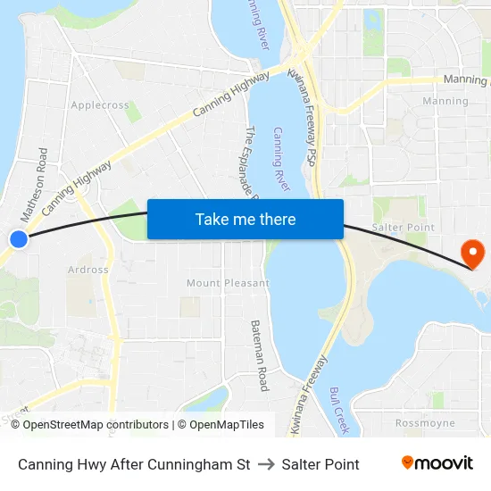 Canning Hwy After Cunningham St to Salter Point map