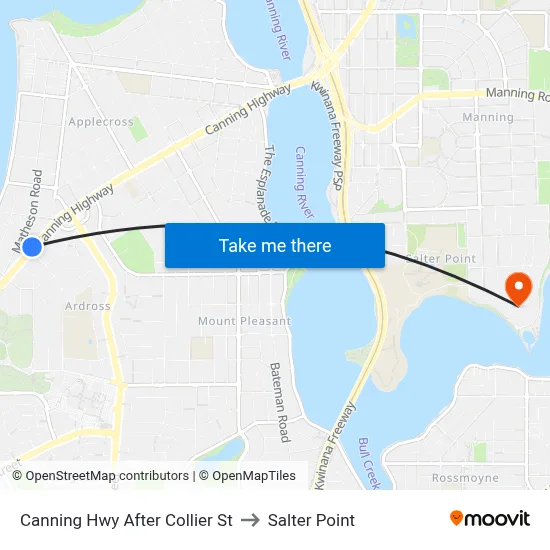 Canning Hwy After Collier St to Salter Point map