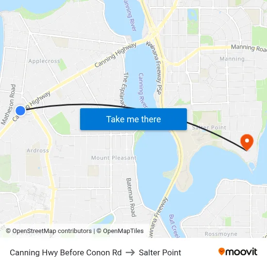 Canning Hwy Before Conon Rd to Salter Point map