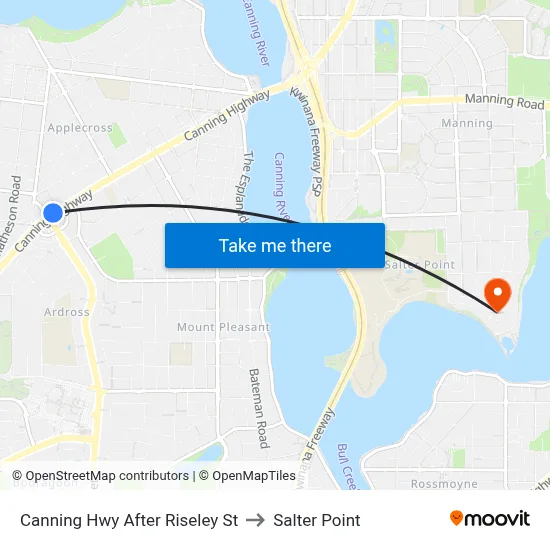 Canning Hwy After Riseley St to Salter Point map