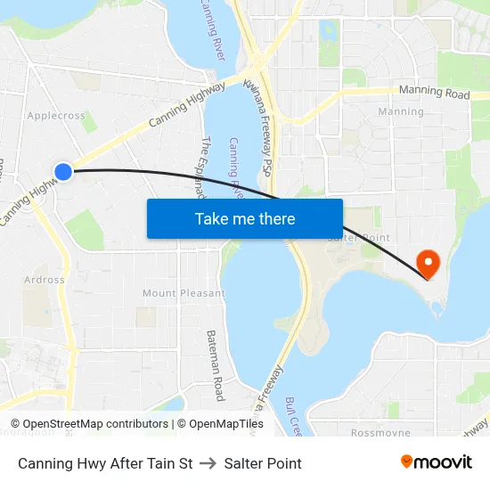 Canning Hwy After Tain St to Salter Point map