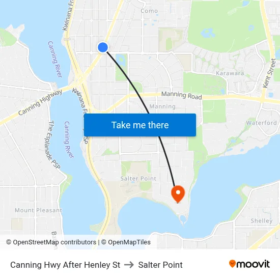 Canning Hwy After Henley St to Salter Point map