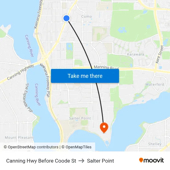 Canning Hwy Before Coode St to Salter Point map