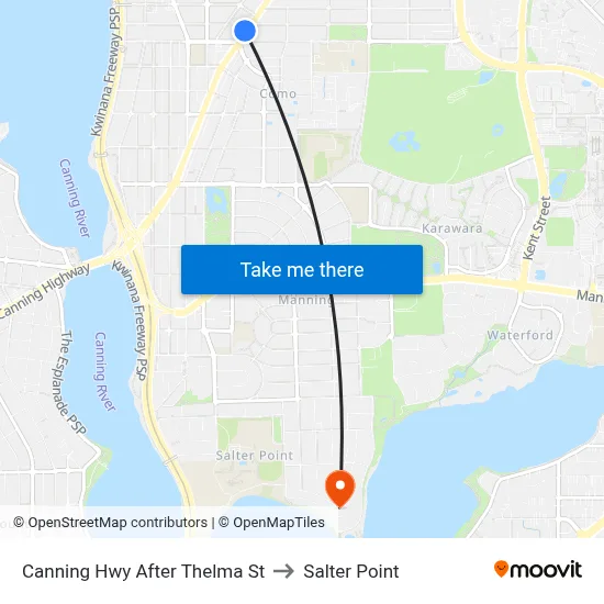 Canning Hwy After Thelma St to Salter Point map