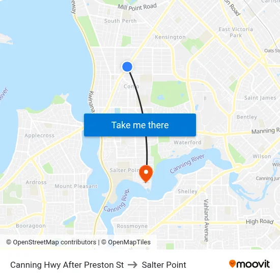Canning Hwy After Preston St to Salter Point map