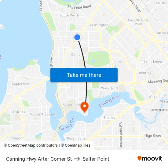 Canning Hwy After Comer St to Salter Point map