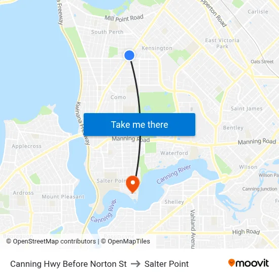 Canning Hwy Before Norton St to Salter Point map