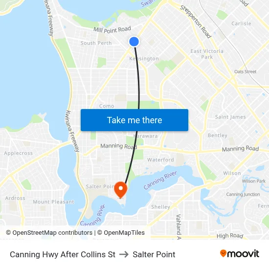 Canning Hwy After Collins St to Salter Point map