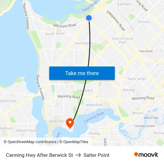 Canning Hwy After Berwick St to Salter Point map