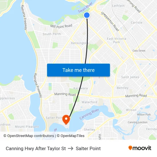 Canning Hwy After Taylor St to Salter Point map
