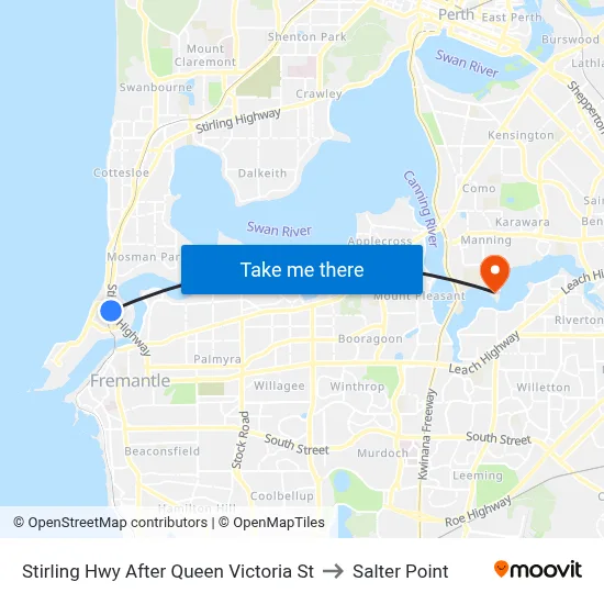 Stirling Hwy After Queen Victoria St to Salter Point map
