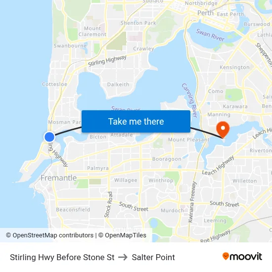 Stirling Hwy Before Stone St to Salter Point map