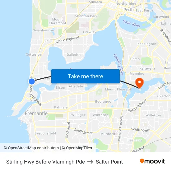 Stirling Hwy Before Vlamingh Pde to Salter Point map
