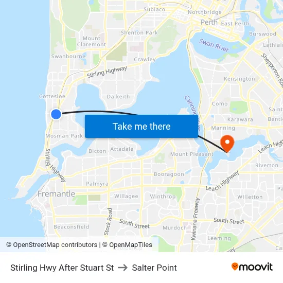 Stirling Hwy After Stuart St to Salter Point map