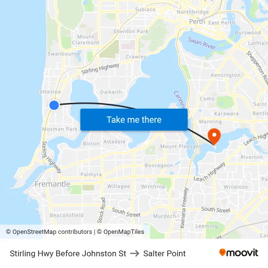 Stirling Hwy Before Johnston St to Salter Point map