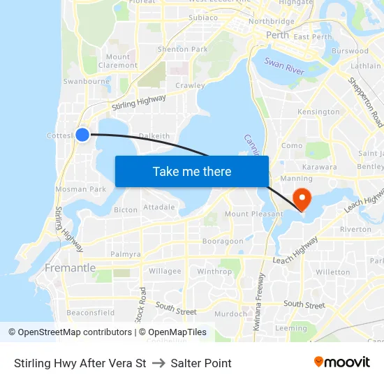 Stirling Hwy After Vera St to Salter Point map