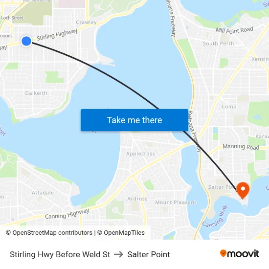 Stirling Hwy Before Weld St to Salter Point map