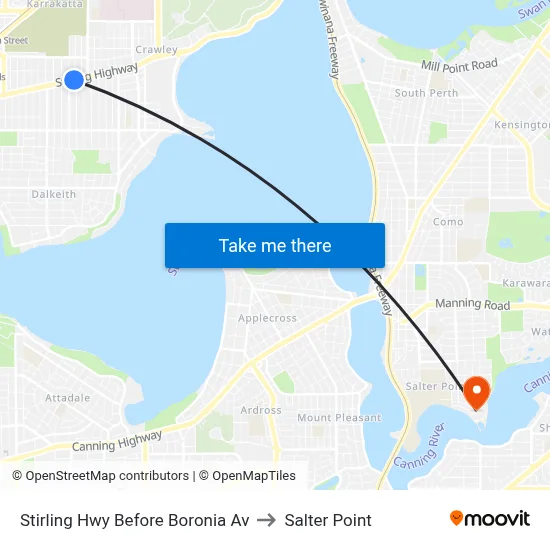 Stirling Hwy Before Boronia Av to Salter Point map