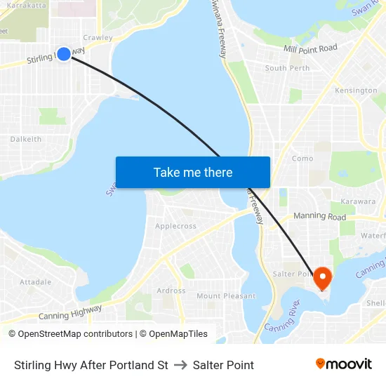 Stirling Hwy After Portland St to Salter Point map