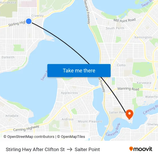 Stirling Hwy After Clifton St to Salter Point map