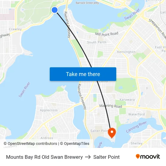 Mounts Bay Rd Old Swan Brewery to Salter Point map