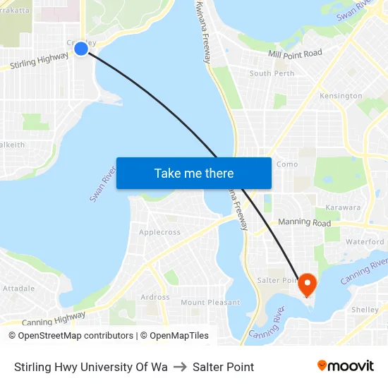Stirling Hwy University Of Wa to Salter Point map