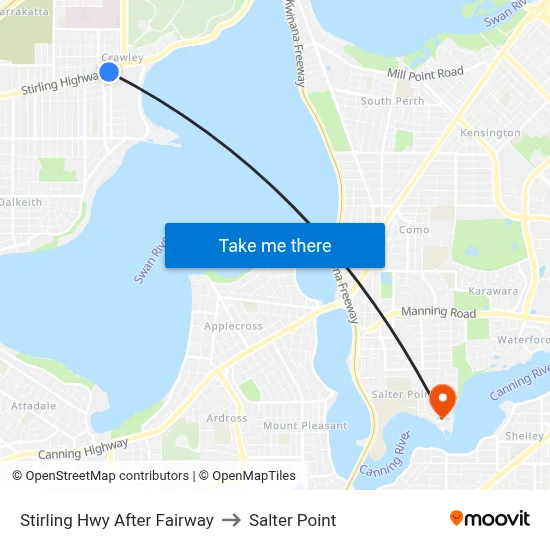 Stirling Hwy After Fairway to Salter Point map