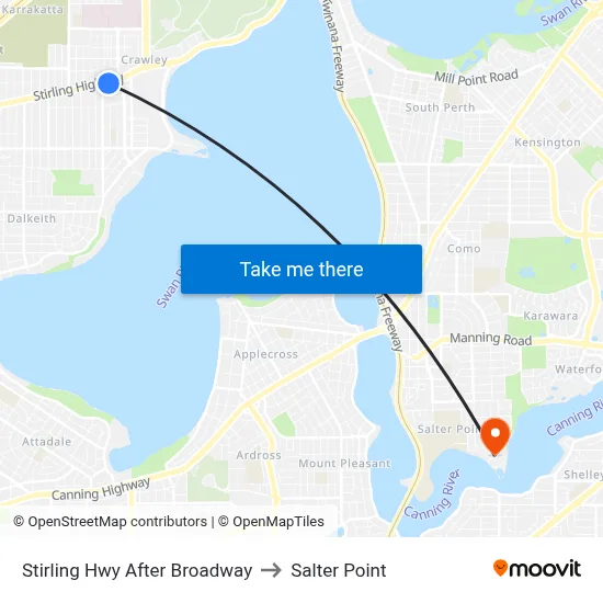 Stirling Hwy After Broadway to Salter Point map