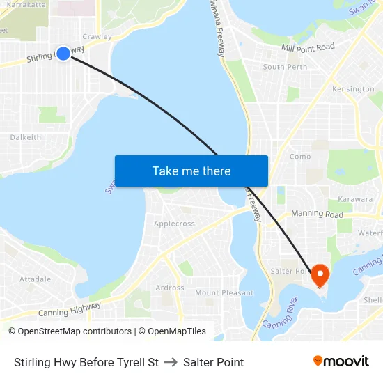 Stirling Hwy Before Tyrell St to Salter Point map