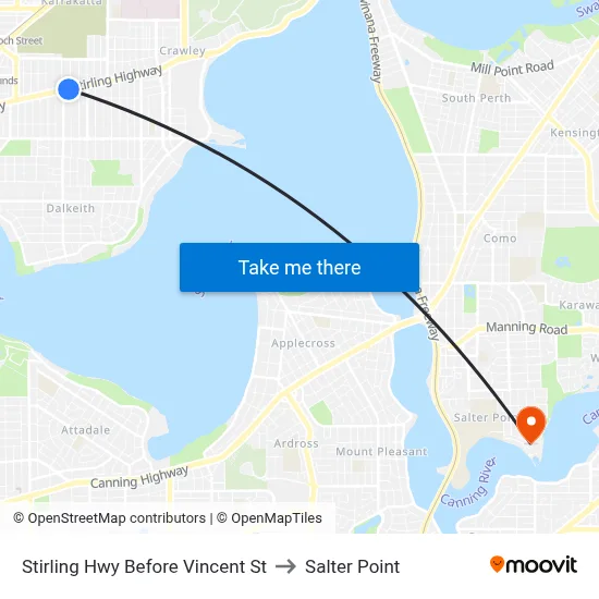 Stirling Hwy Before Vincent St to Salter Point map