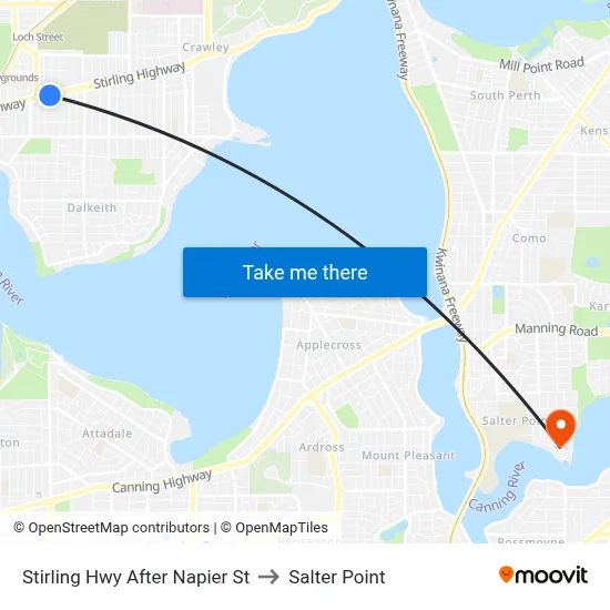 Stirling Hwy After Napier St to Salter Point map